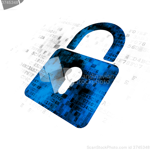 Image of Information concept: Closed Padlock on Digital background