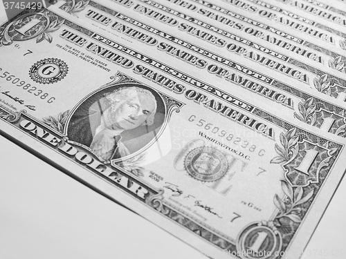 Image of Black and white Dollar notes 1 Dollar