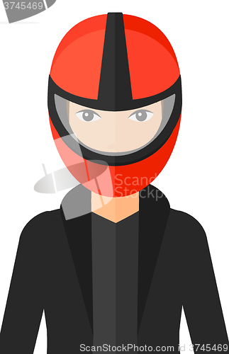 Image of Woman in biker helmet.