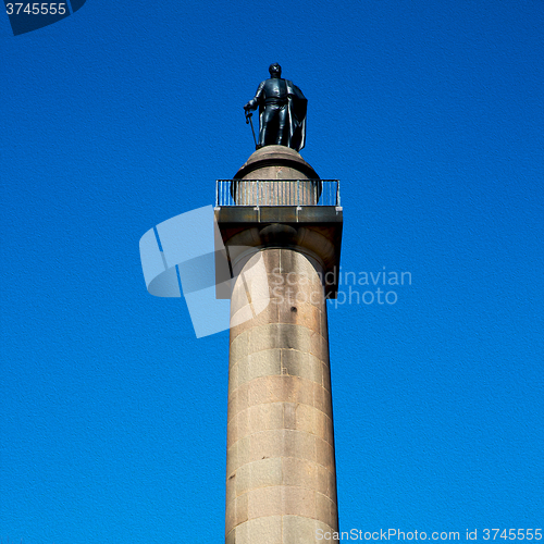 Image of historic   marble and statue in old city of london england