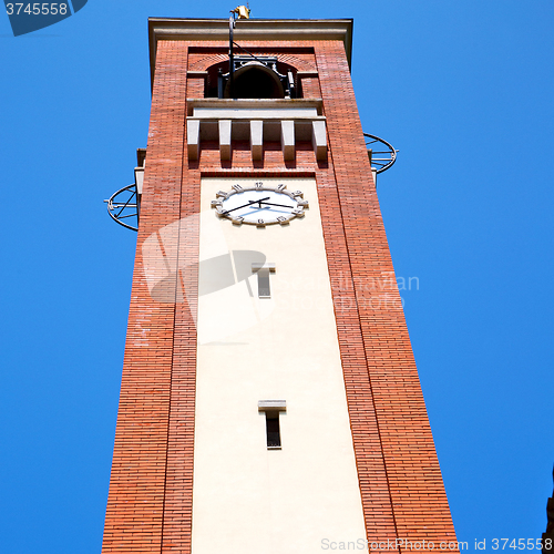 Image of ancien clock tower in italy europe old  stone and bell