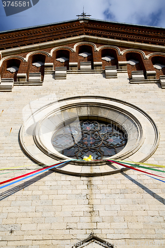 Image of rose window  italy  lombardy     in  the varano borghi  old   