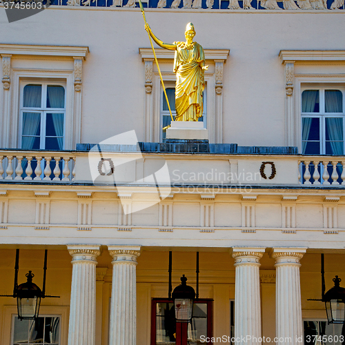 Image of historic   marble and statue in old city of london england