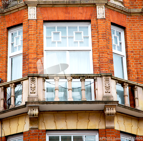 Image of window in europe london old red brick wall and      historical 