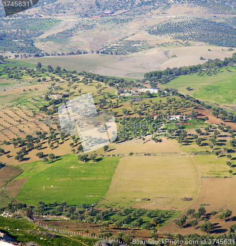 Image of from high in the village morocco africa field and constructions