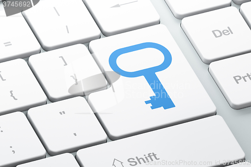 Image of Safety concept: Key on computer keyboard background