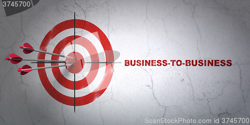 Image of Finance concept: target and Business-to-business on wall background