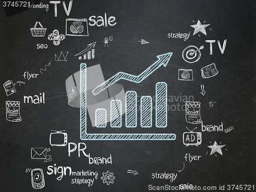 Image of Advertising concept: Growth Graph on School Board background