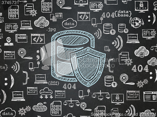 Image of Database concept: Database With Shield on School Board background