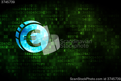 Image of Money concept: Euro Coin on digital background