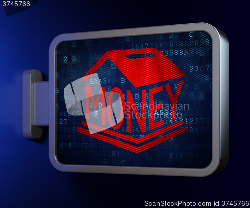 Image of Banking concept: Money Box on billboard background