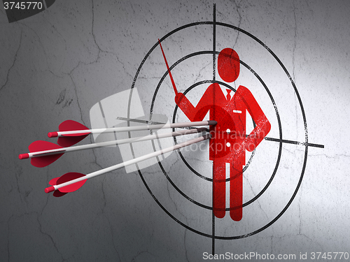 Image of Studying concept: arrows in Teacher target on wall background