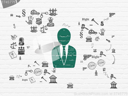 Image of Law concept: Business Man on wall background