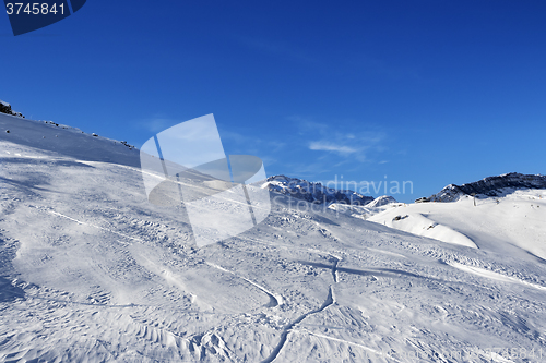 Image of Off-piste slope at sun day