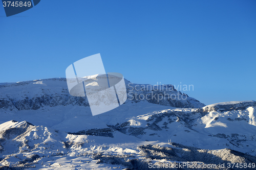 Image of Winter mountains at nice sun morning