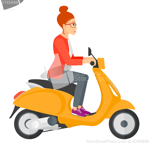 Image of Woman riding scooter.