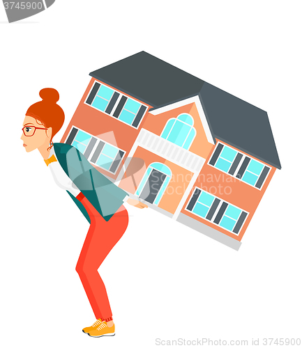 Image of Woman carrying house.