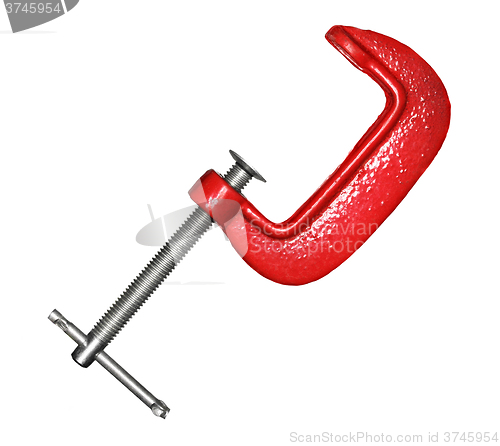 Image of Metal red clamp on white