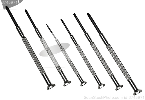 Image of Precision screw-drivers set on white