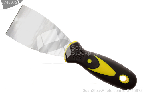 Image of Yellow-black putty knife on white