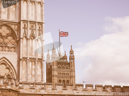 Image of Retro looking Houses of Parliament in London