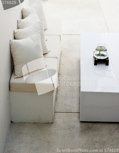 Image of White sofa and table