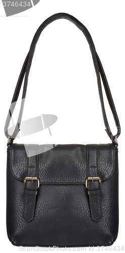 Image of Black Leather Bag with two clasps