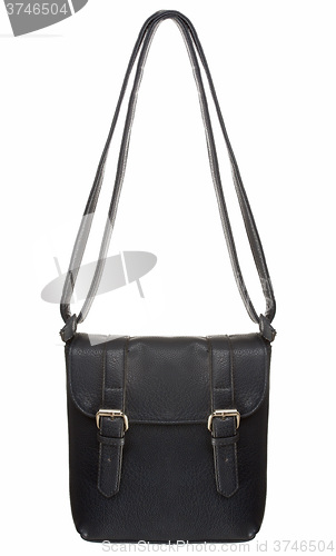 Image of Black Leather Bag with two clasps