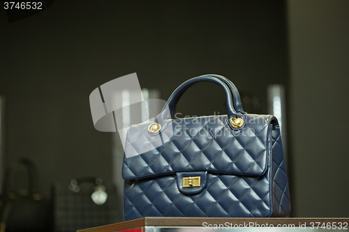 Image of blue bag on a shelf in the store