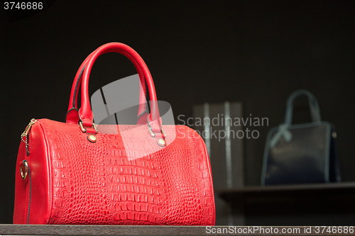 Image of red bag on a shelf in the store