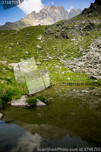 Image of Romantic mountain lake in Alps