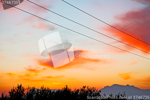 Image of mountain in morocco africa   current cables     sunrise