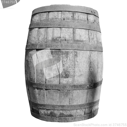 Image of Black and white Wooden barrel cask