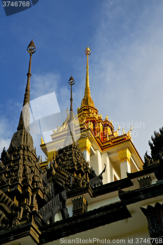 Image of asia  thailand    cross colors  roof wat  palaces        mosaic