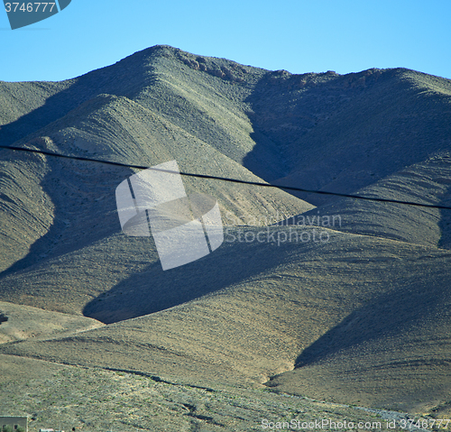 Image of valley hill   in   africa morocco the atlas dry mountain ground 