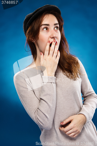 Image of Close-up portrait of surprised beautiful girl 