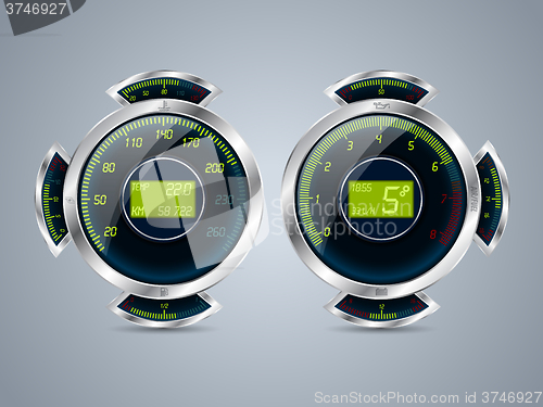 Image of Digital speedometer rev counter with other gauges