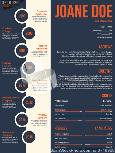 Image of Modern resume cv template beginning with timeline