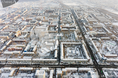 Image of Residential district with TV towers. Tyumen