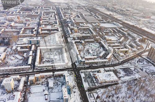 Image of Aerial view onto residential districts. Tyumen