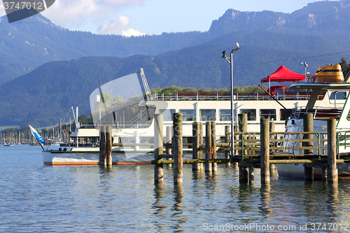 Image of Steam ship at the pier, Chiemsee, Bavaria