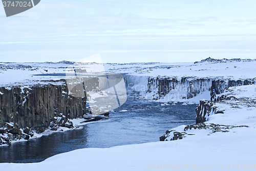 Image of Waterfall Selfoss in Iceland, wintertime