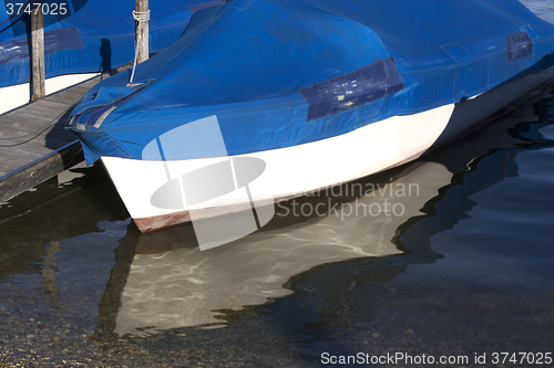 Image of Sailing boats at the pier, Chiemsee, Bavaria