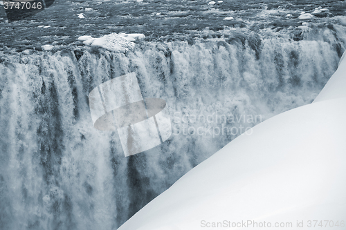 Image of Waterfall Dettifoss in Iceland, wintertime