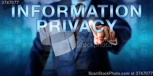 Image of Manager Touching INFORMATION PRIVACY Onscreen