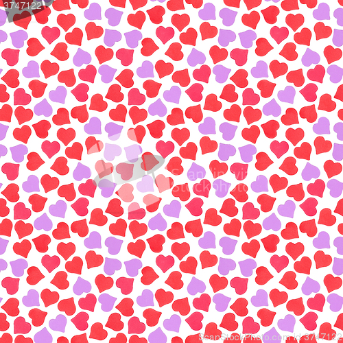 Image of Seamless pattern of hearts on white