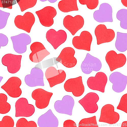 Image of Seamless pattern of hearts on white