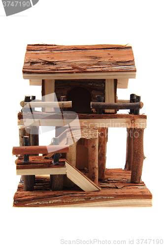 Image of natural wooden house toy 