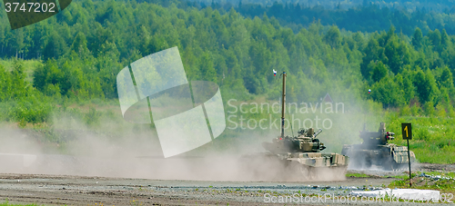 Image of Tank platoon in action. Russia