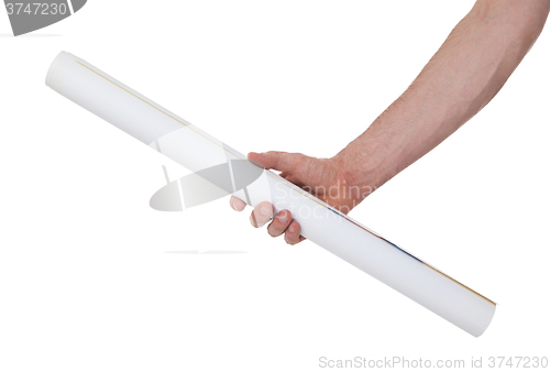 Image of Hand holding paper roll